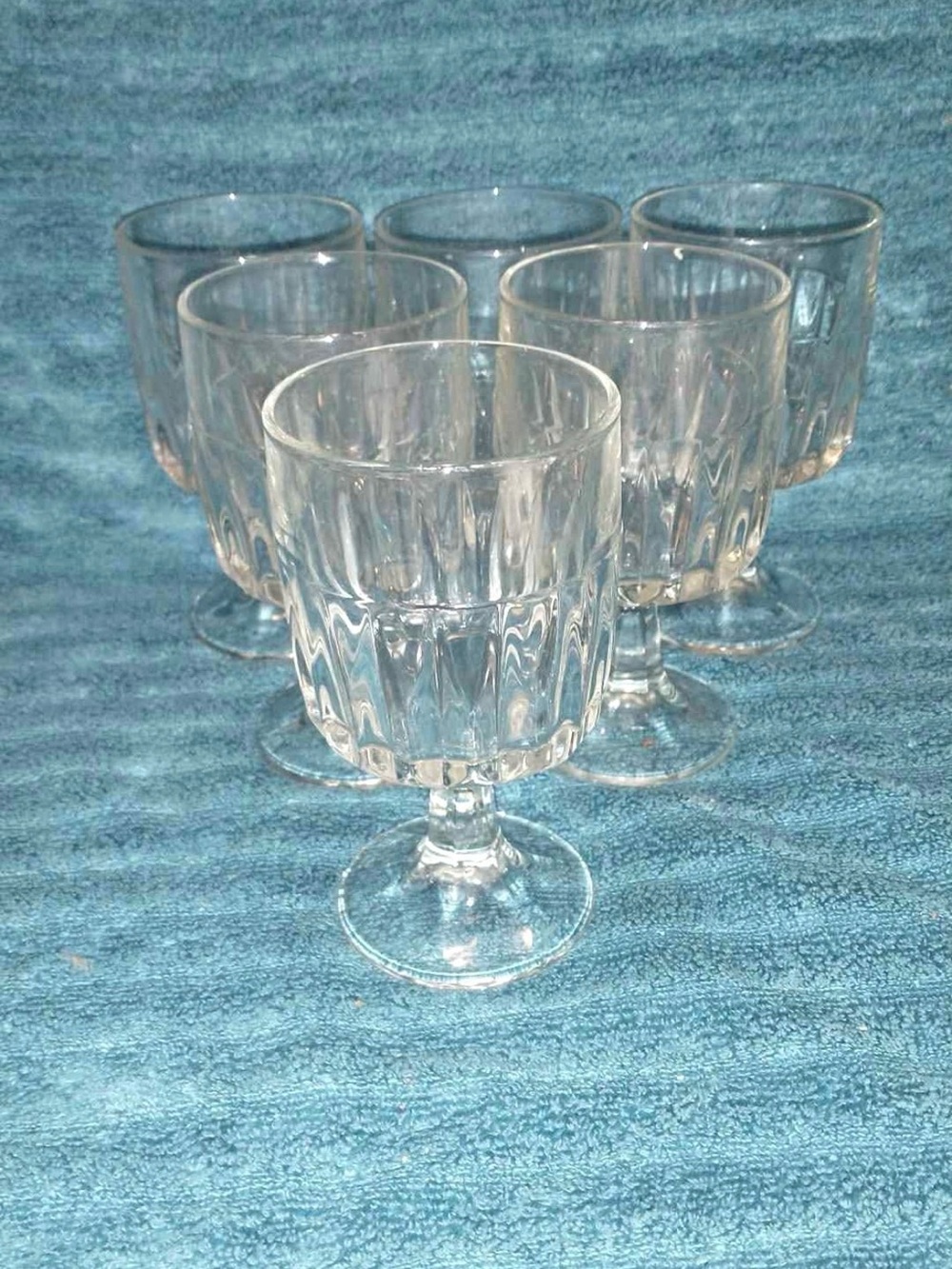 Vintage Libby Winchester Clear Ribbed Glass Goblets - Set of 6